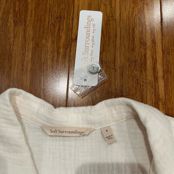 NWT Soft Surroundings Peregrine Gauze Cotton  Shirt Ivory Pearl Size Small - Picture 3 of 6